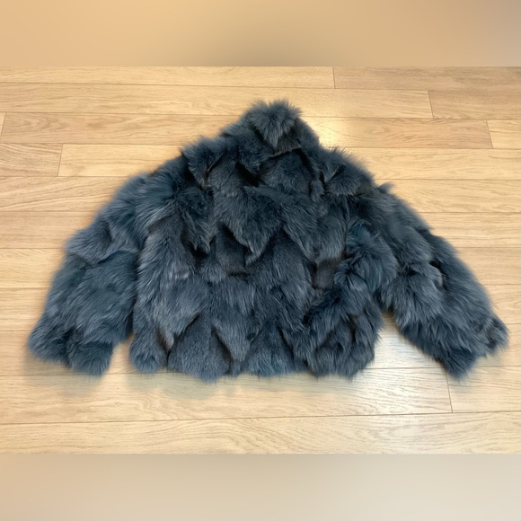 Faux Fur Blue Coat - Picture 3 of 7